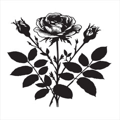 Flat design rose silhouette