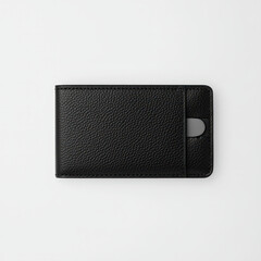 Obraz premium sleek black leather wallet with textured finish, perfect for stylish organization. This wallet combines elegance and functionality for everyday use