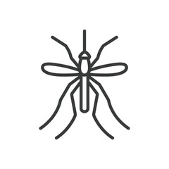 Mosquito, icon in line design. Mosquito, pest, insect, bug, vector, bloodsucker, wings on white background vector. Mosquito, editable stroke icon