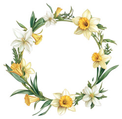 PNG Victorian art daffodils botanical flowers.