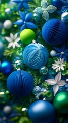 Christmas Balls, Garlands, Tree and Decorations, Santa Claus, Formed With Paper Cut Art, Abstract Image, Texture, Pattern Background, Wallpaper, Cover and Screen of Smartphone, PC, Laptop
