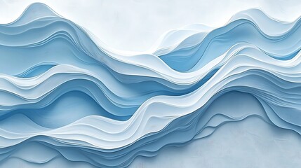Fototapeta premium Abstract blue wave layers, flowing paper texture background.