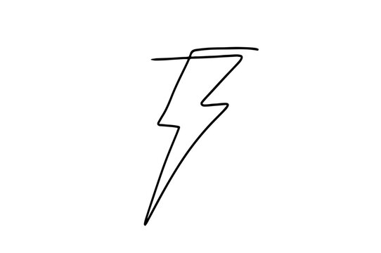 recommend clip art: Lightning electric power in continuous one line art drawing.