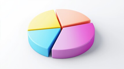 Obraz premium Colorful pie chart is showing market share with a modern pastel color palette on a white background