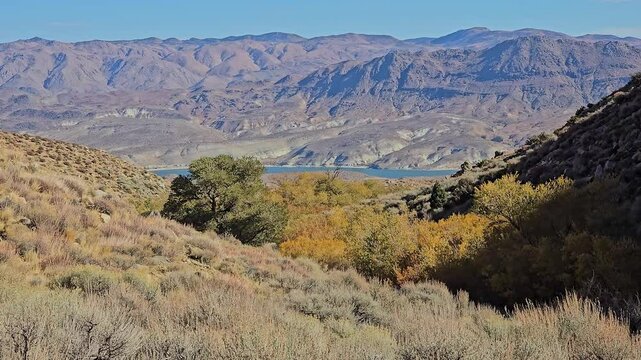 Haiwee Creek view toward Haiwee Reservoir and Coso Range.