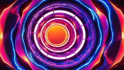 Obraz premium Abstract neon light tunnel