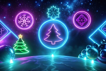 Naklejka premium christmas card with christmas tree Christmas Sticker Set