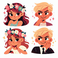 Vector of a charming and cute child with stylish clothes