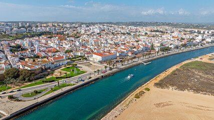 Aerial from the city Lagos in the Algarve Portugal