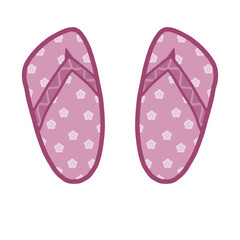 Pink slippers illustration with flower pattern