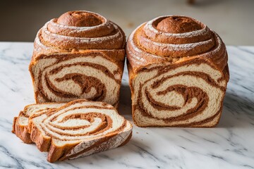 Fototapeta premium bread with a swirled cinnamon and sugar pattern on top