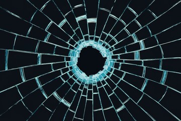 Fototapeta premium broken glass texture with a hole shape