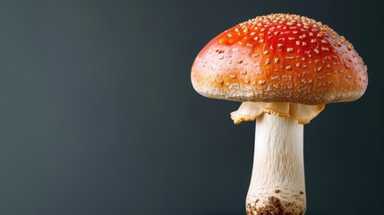 Obraz premium Mushroom on a hushed background, beautiful outdoor specimen. Background calm, mushroom marked.