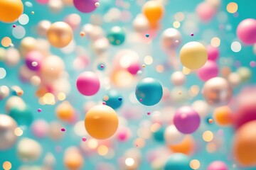 Floating colorful spheres on a vibrant blue background