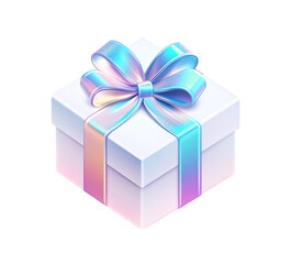 Obraz premium Icon of a gift box with a shiny ribbon and bow on a white background