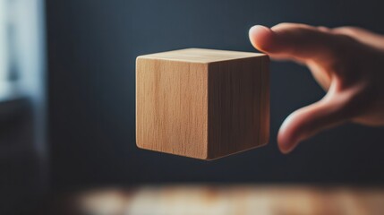 Hybrid workplace schedule, Gig economy, Freelance, Online business network communication, teamwork, home office concept. Hand flip wooden cube. icon of gig economy, copy space for background or text.