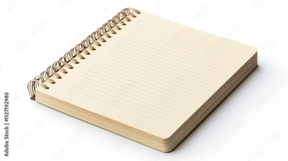 Aufkleber spiral bound notebook with blank lined pages on a white background, perfect for note-taking or journ
