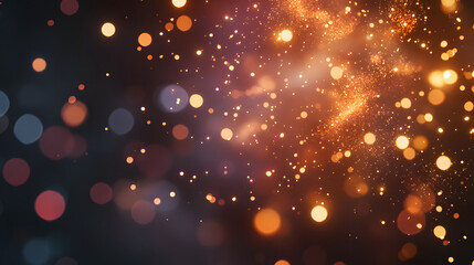 Abstract Golden Lights Sparkles Bokeh Background