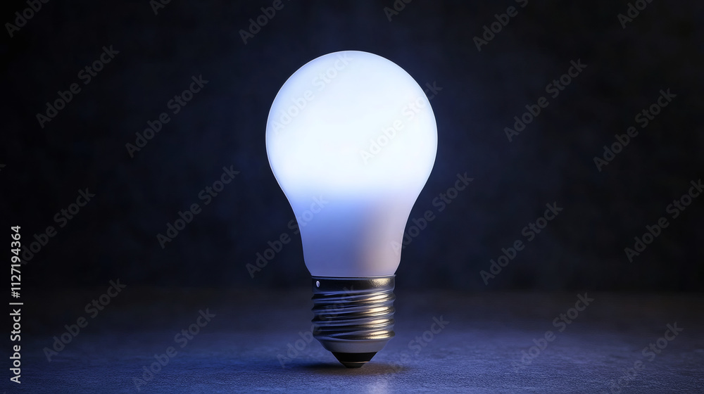 Poster luminous led light bulb brightens a shadowy room, casting a gentle radiance on the floor, setting a 