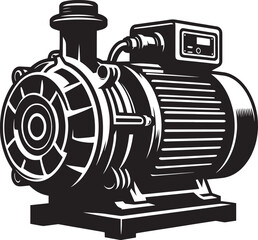 Water pump motor heavy machinery silhouette vector illustration isolated on a white background