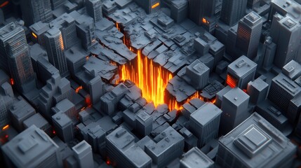 Fototapeta premium Dramatic Lava Streams Erupting Beneath a Twilight Skyline
