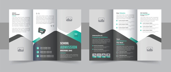 Kids back to school education admission trifold brochure design or Creative school admission trifold brochure template layout