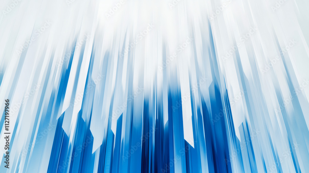 Aufkleber Blue and white abstract vertical lines converging towards the center, creating depth and perspective, perfect for backgrounds and designs