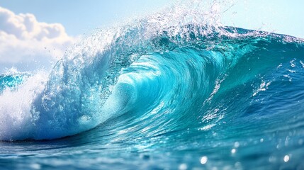 A vibrant, crashing ocean wave showcasing the beauty of nature's power and movement.