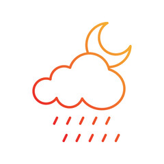 raining nihgt gradient icon with white background vector stock illustration