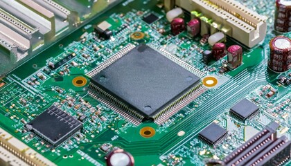 Close-up of Computer Motherboard Central Processing Unit