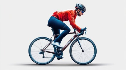 Obraz premium Person cyclist rides bike freelancer isolated transparent background.