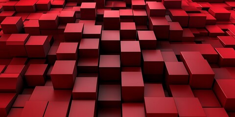 Abstract 3D rendering of a red cube landscape.