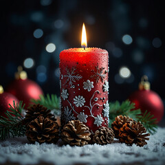 christmas candle and decorations