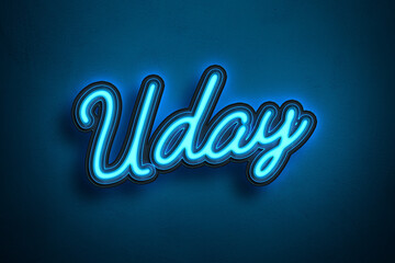 Neon Light Editable Text Effect of Hindi name Uday.