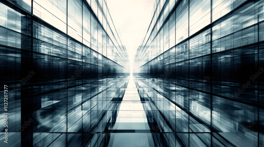 Aufkleber glass panel corridor with vanishing point perspective, perfect for architecture and contemporary des