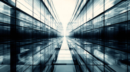 Obraz premium Glass panel corridor with vanishing point perspective, perfect for architecture and contemporary design concepts