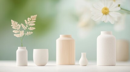 Eco Friendly Packaging: A collection of biodegradable packaging materials made from bamboo, paper, and other natural fibers, showcasing sustainable alternatives to plastic.