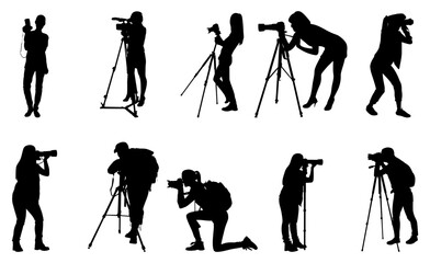 Photograph silhouette vector set.