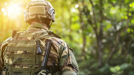 The soldier faces a challenging uphill climb with unwavering determination and focus.