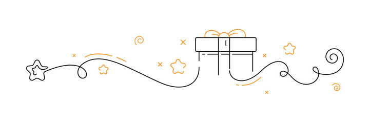 Gift illustration. Vector illustration. Sketch style drawing. Cartoon style.