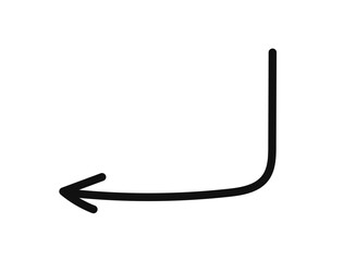 Simple line hand drawn black arrow. Vector illustration