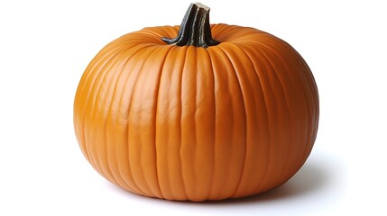A Single Perfect Orange Pumpkin Isolated On White