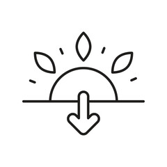 sun set line icon with white background vector stock illustration