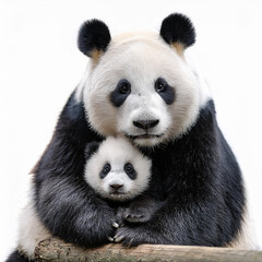 Fototapeta premium panda, maman, bébé, ours, animal, chine, géantes, bambou, mammifère, jardin zoologique, faune, noir, sauvage, nature, blanc, compromettre, mangeant, bébé, panda géant, joli, asie, isolé, petit panda, 