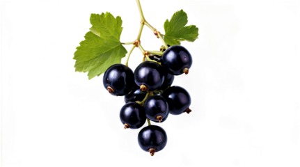 Blackcurrant Branch: A close-up of a blackcurrant branch with vibrant green leaves and plump, juicy blackcurrants, ready to be plucked. The image exudes freshness and natural beauty.