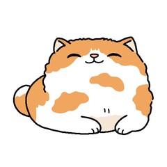 Cute Cartoon Cat Illustration With Fluffy Fur and Happy Expression