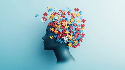 Creative Mind Concept with Colorful Puzzle Pieces Representing Thoughts and Ideas