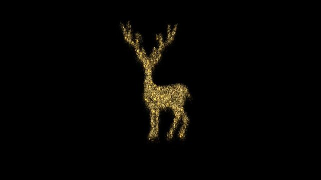 CChristmas reindeer in animated yellow lights, on black background