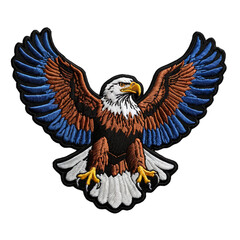 Obraz premium Colorful eagle embroidery patch with detailed wing design for crafts and fashion projects