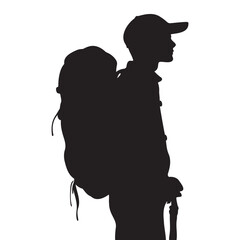 Trekking backpacker silhouette vector illustration